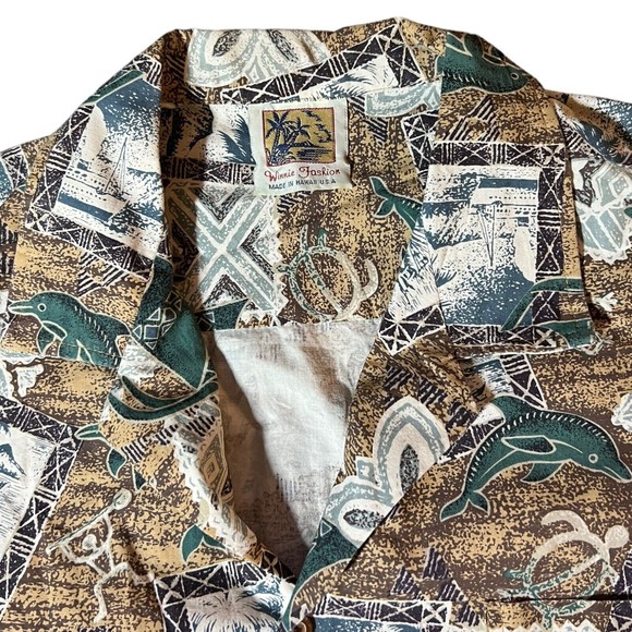 Winnie Fashion Hawaiian Vintage Button Down Sea Life Dolphin Shirt Men’s Size XL - Picture 3 of 6